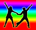 Color Bands Back Dancing Couple 70s   Color Bands Back   