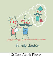 Family Thinks About The Family Doctor Vector