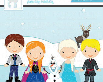 Frozen Snow Princess Cute Digital Clipart   Commercial Use Ok   Disney