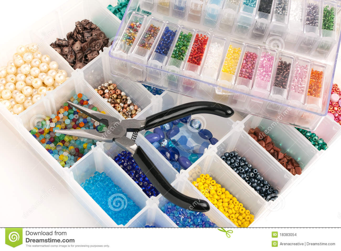     Full Of Multi Colored Beads And Tools For Making Jewelry And Crafts