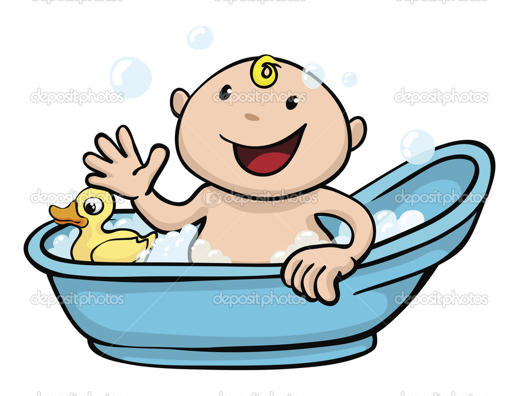 Happy Cute Baby Bath Time   Stock Vector   Krisdog  6578221