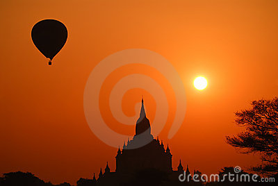 Hot Air Balloon With Bagan Temple Royalty Free Stock Photos   Image