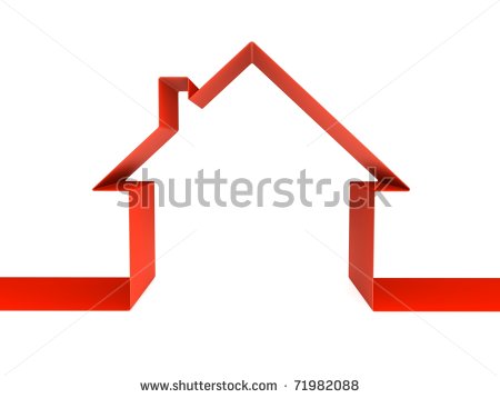 House Roof Outline Clipart Red Home Outline   Stock Photo