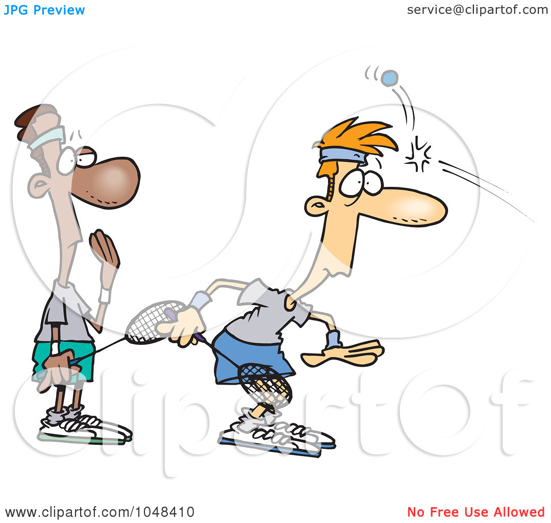 Illustration Of A Cartoon Squash Ball Hitting A Player By Ron Leishman