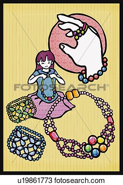 Of Girl Making Beaded Jewelry  Front View U19861773   Search Clipart