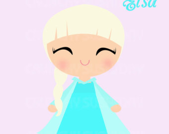 Princess Elsa Frozen Cute Kawaii Princess Digital Graphic Clipart
