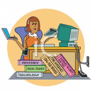Student Working At A Computer   Royalty Free Clipart Picture