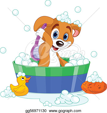 Vector Clipart   Dog Having A Bath  Vector Illustration Gg56971130