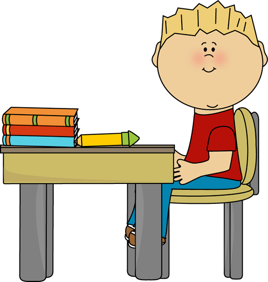 Boy At School Desk Clip Art   Little Boy At School Desk Vector Image