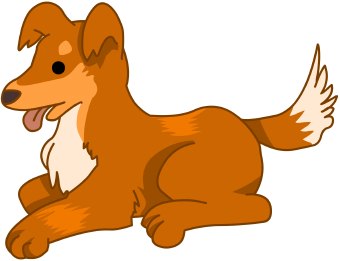 Clip Art Of A Panting Brown Pet Dog Lying On The Ground