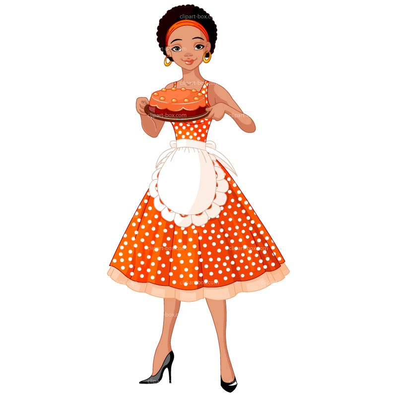 Clipart Lady Making Cake   Royalty Free Vector Design