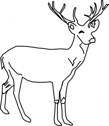 Black Outline White Deer Mammals Animal Clip Arts Clip Art