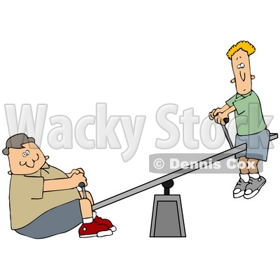 Clipart Illustration Of A Confused Thin Boy Up On A Teeter Totter A