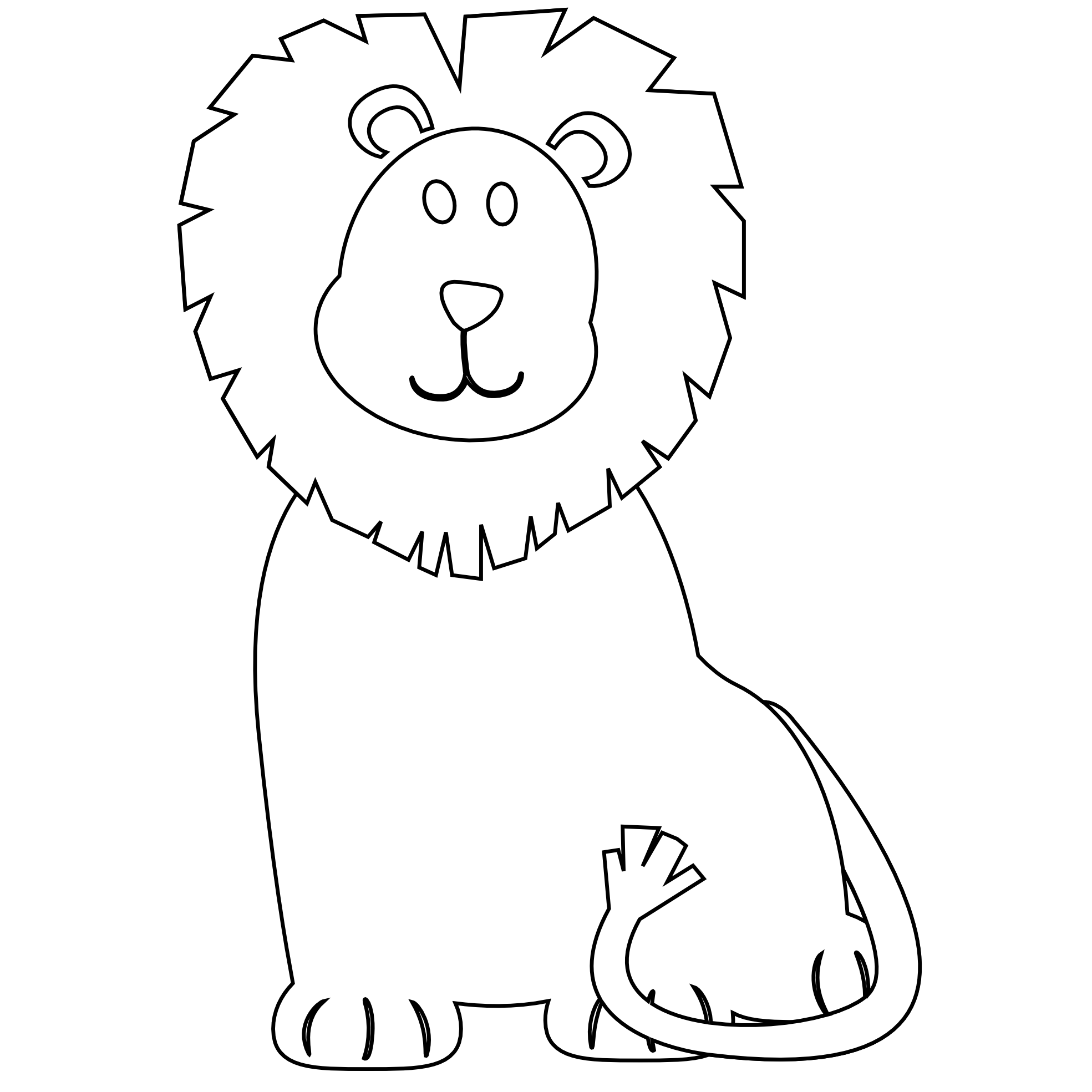 Colorful Animal Lion Black White Line Art Scalable Vector Graphics Svg
