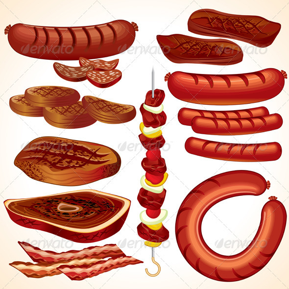 Meal Set  4  Detailed Vector Bbq Collection   Clip Art Of Steak