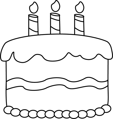Small Black And White Birthday Cake Clip Art   Small Black And White