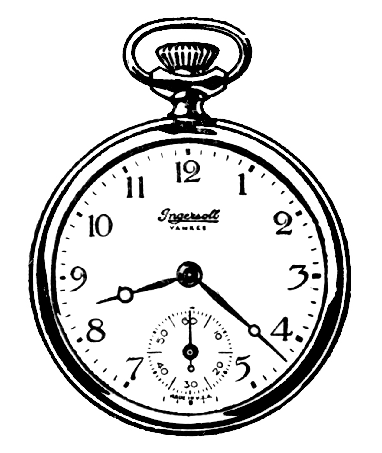 Vintage Clip Art   Black And White Pocket Watches   The Graphics Fairy