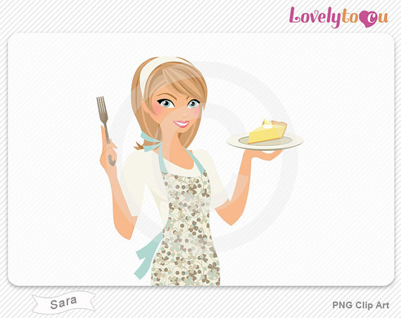 Baking Woman Eating Pie Digital Png Clip Art  Sara 458 