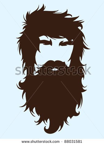 Bearded Man Silhouette Illustration With Long Hair   Stock Vector