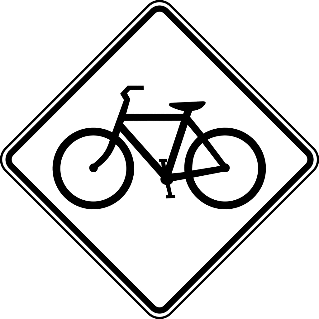 Bicycle Crossing Black And White   Clipart Etc