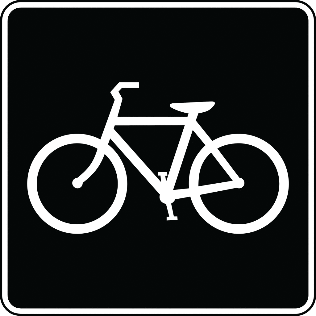 Bicycle Trail Black And White   Clipart Etc
