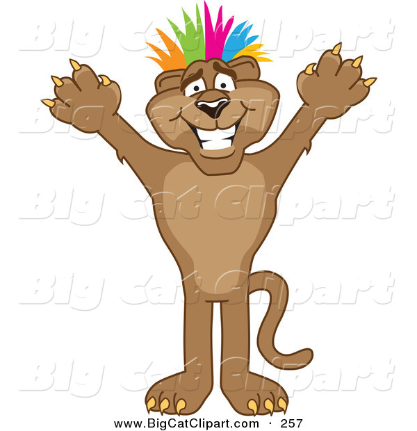 Big Cat Cartoon Vector Clipart Of A Cute Cougar Mascot Character With