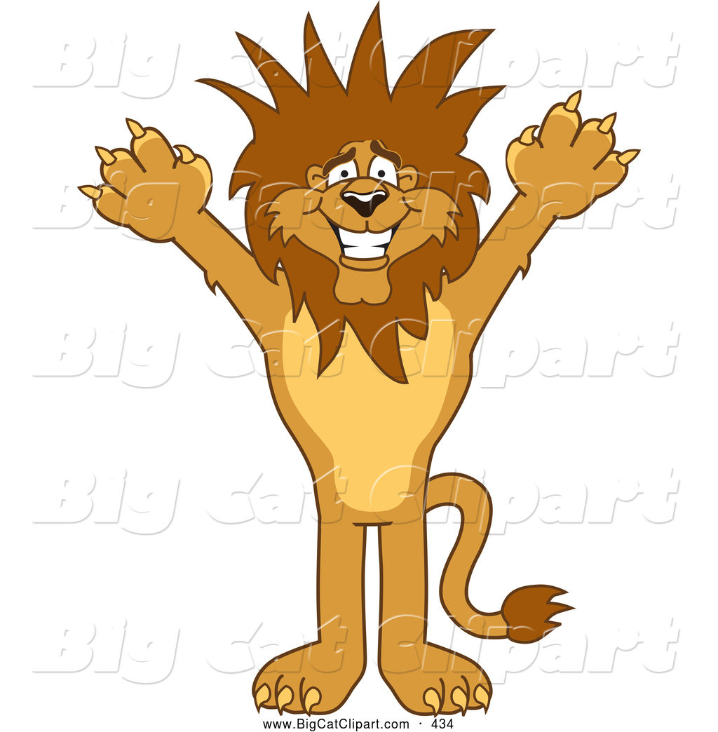 Big Cat Cartoon Vector Clipart Of A Lion Character Mascot With Funky