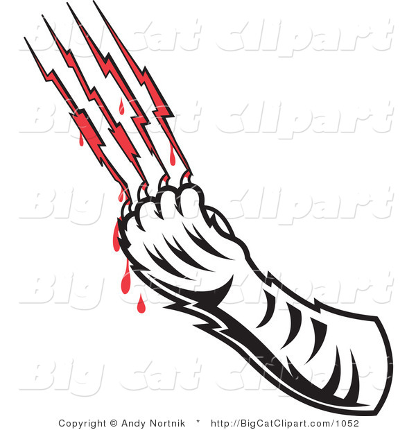 Big Cat Vector Clipart Of A Tigers Claw Drawing Blood From Scratches