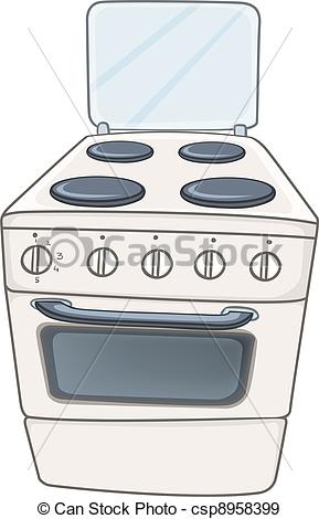 Cartoon Home Kitchen Stove Oven Isolated On White Background  Vector