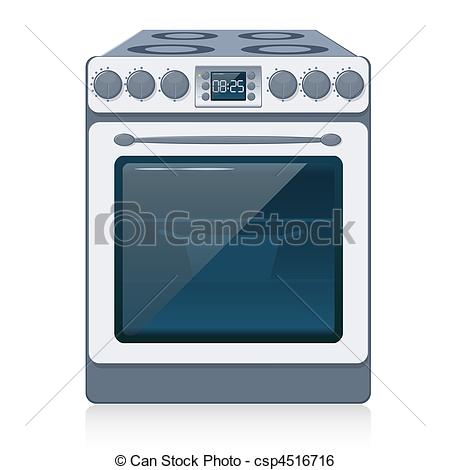 Clip Art Vector Of Kitchen Stove Isolated On White Vector   Kitchen