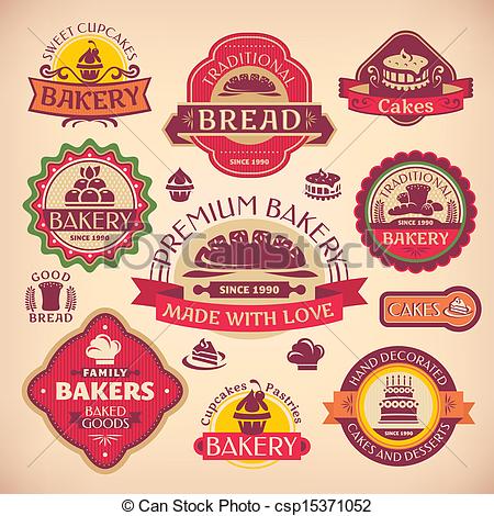 Clipart Vector Of Set Of Vector Vintage Various Bakery Labels