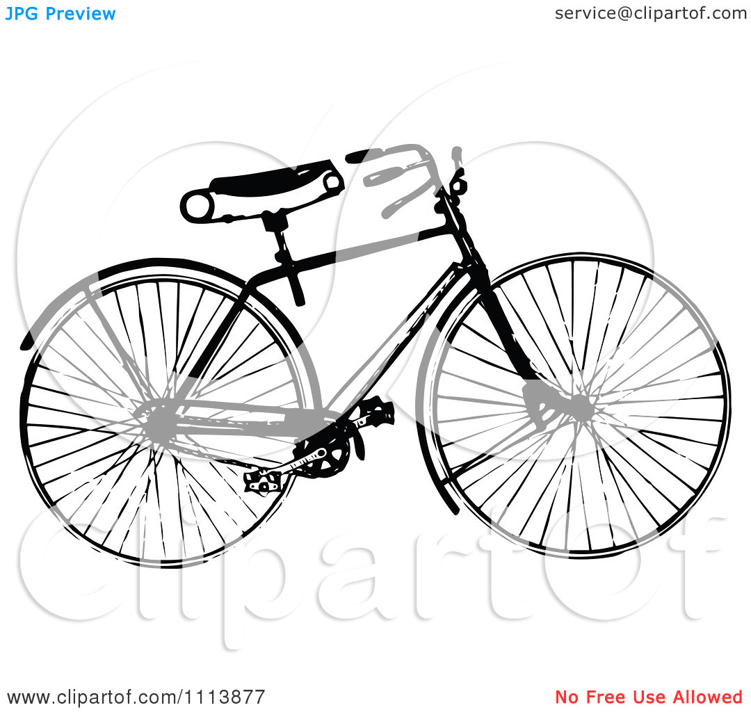 Clipart Vintage Black And White Bicycle 1   Royalty Free Vector    