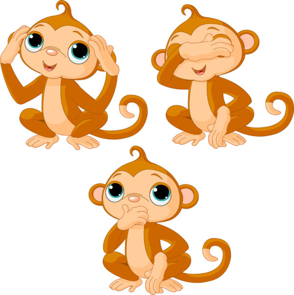 Cute Cartoon Monkey Vector 01