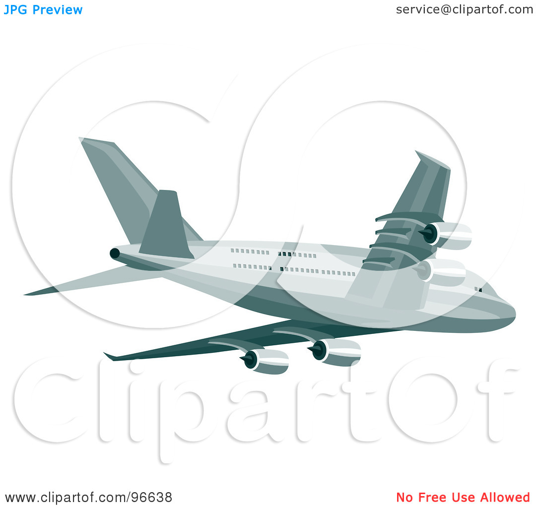 Free  Rf  Clipart Illustration Of A Commercial Airplane In Flight   25