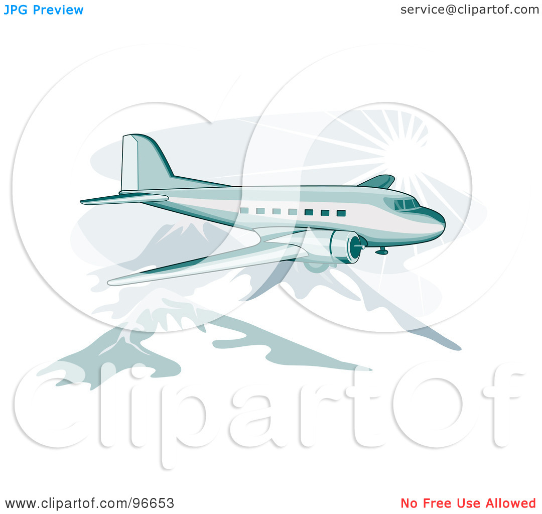 Free  Rf  Clipart Illustration Of A Commercial Airplane In Flight   39