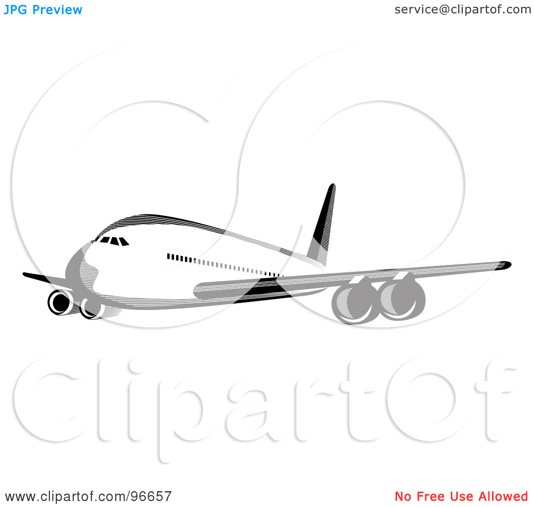 Free  Rf  Clipart Illustration Of A Commercial Airplane In Flight   42