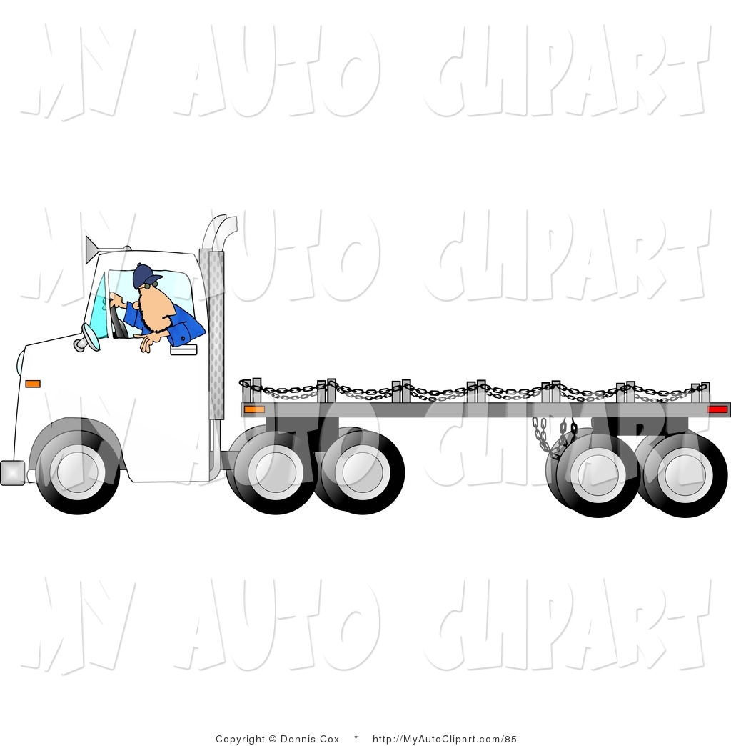 Larger Preview  Clip Art Of A Man Backing Up A Big Rig Truck With An