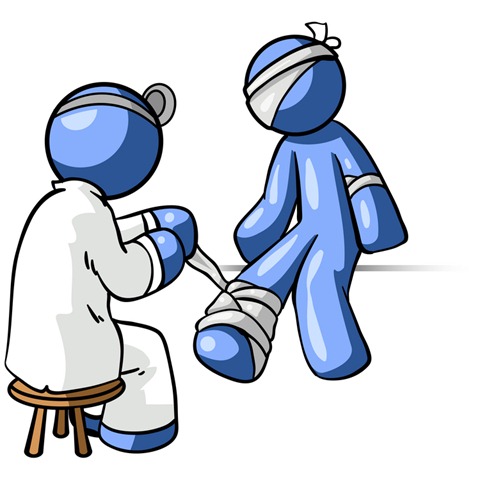 Person That Has Been Hurt On The Head Arm And Ankle Clipart Graphic