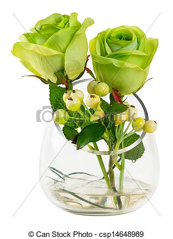Pictures Of Green Rose And Berry In Glass Vase   Close Up Green Rose