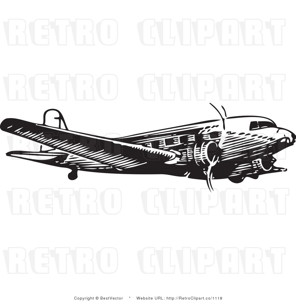 Retro Clipart Illustration Of A Commercial Airplane  This Airplane