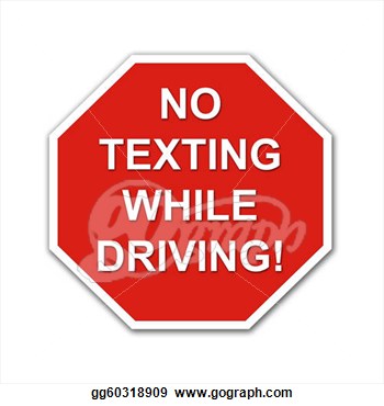 Stock Illustration   Red No Texting While Driving Stop Sign On A White
