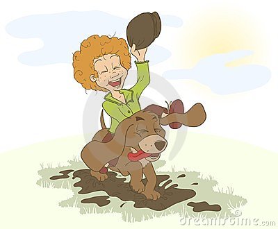 The Boy And The Dog Running Around In The Puddles Stock Images   Image    