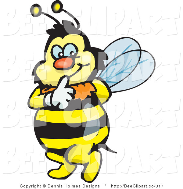Vector Clip Art Of A Yellow And Black Bumble Bee Character Touching