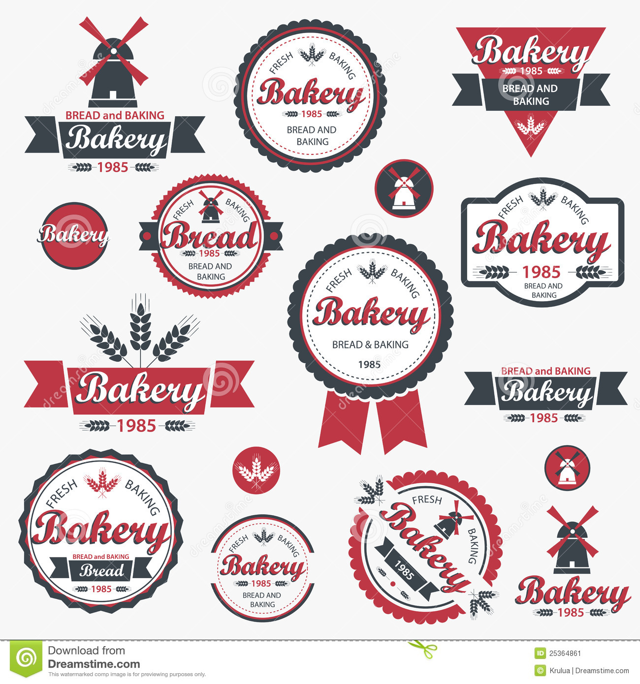 Vintage Retro Bakery Badges And Labels  Stock Image   Image  25364861
