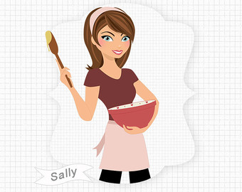 Woman Baking Clipart Pink Mixing Bowl Digital Png Clip Art  Sally 306