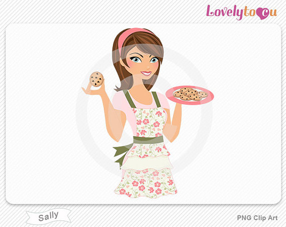 Woman Baking Clipart Plate Of Chocolate Chip Cookies Digital Png Clip