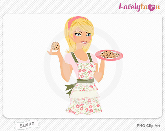Woman Baking Clipart Plate Of Chocolate Chip Cookies Digital Png Clip