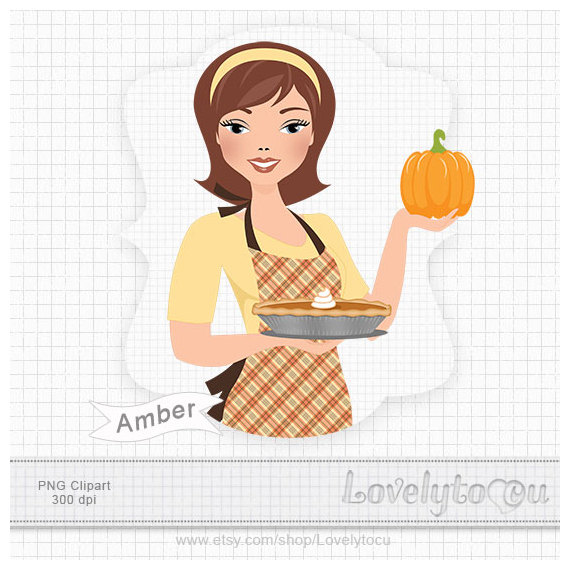 Woman Baking Pumpkin Pie Digital Png Clipart  Amber 471