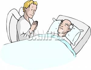 Angel Watching Over A Sick Man   Royalty Free Clipart Picture
