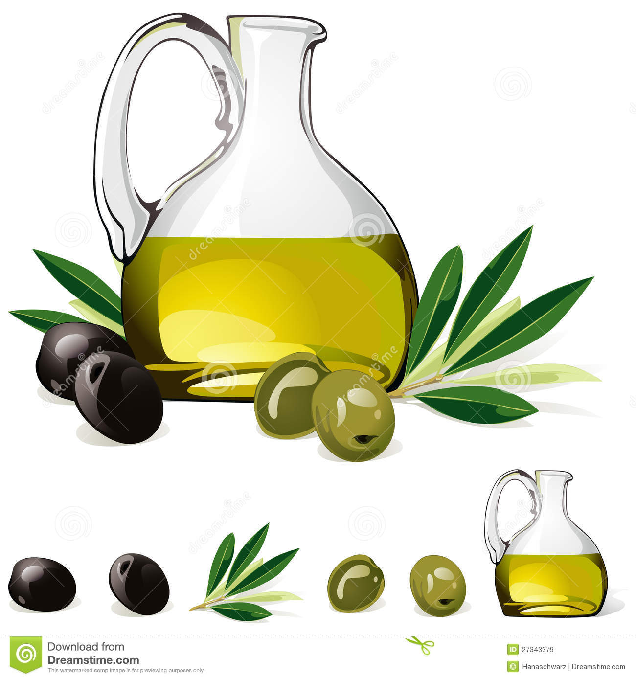 Carafe With Olive Oil Green And Black Olive Royalty Free Stock Images    